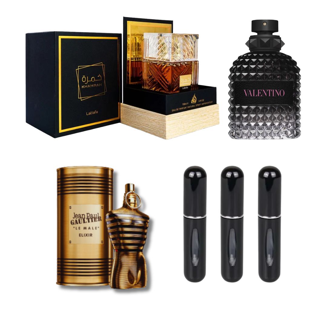 KHAMRAHCOFRE+BORNROMA+ELIXIRLATA+3PERFUM